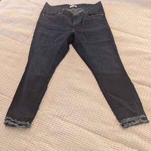 LOFT Women's Blue Jeans with Frayed Hem